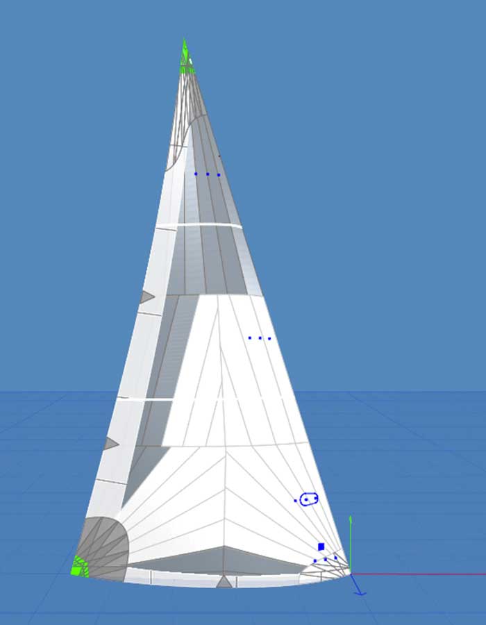 génois sur enrouleur tri-radiale en vue 3D
