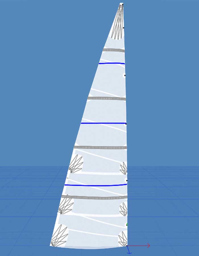 Grand voile polyester full batten vue 3D