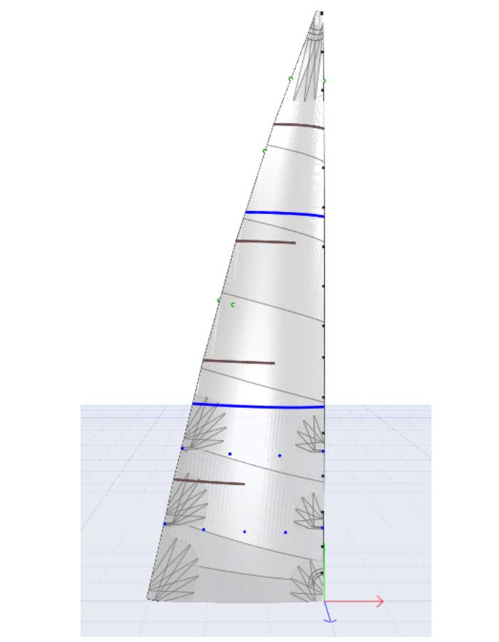 grand voile polyester lattes classiques en vue 3D
