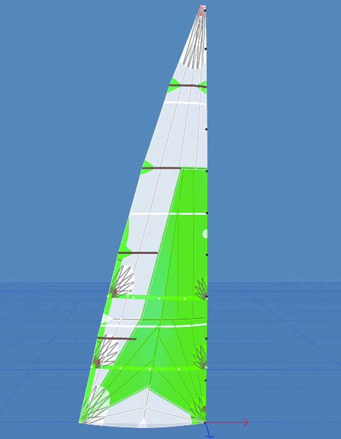 Grand-Voile Tri Radiale lattes classiques vue 3D